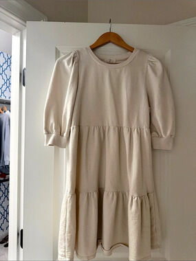 t.la Savannah Puffed Sleeves Sweatshirt Dress in Cream